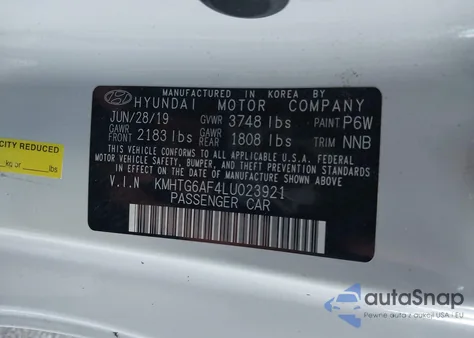 2020 Hyundai Veloster 2.0 from USA, damaged, VIN KMHTG6AF4LU023921